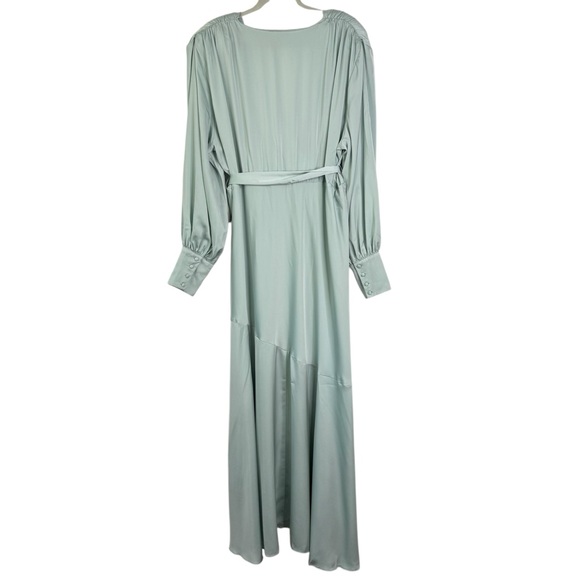 NWT ELOQUII Plus Size 22 Blue Green Pastel Satin Maxi Dress Semi-Formal Holiday - Picture 6 of 14